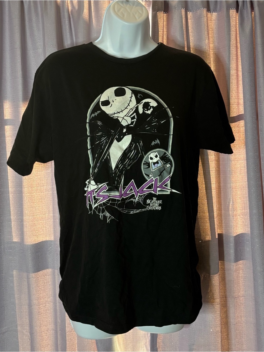 Disney Black Jack Skellington Graphic Tee with Purple Accents